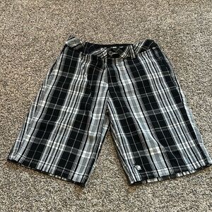 Lost Black and White Plaid Flat Front Men's Shorts